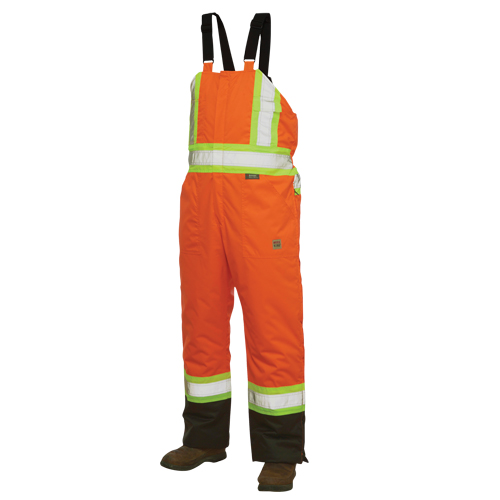 Salopettes de s&eacute;curit&eacute; doubl&eacute;e, Polyester/Polyur&eacute;thane, Grand, Orange haute visibilit&eacute; Cintas