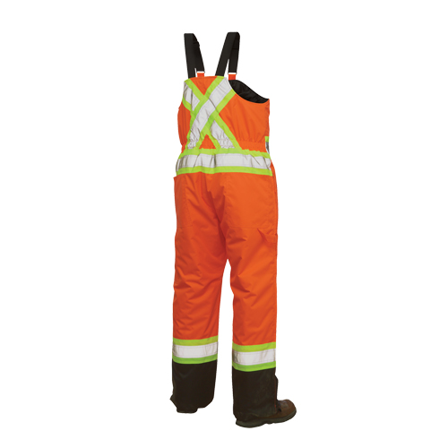 Salopettes de s&eacute;curit&eacute; doubl&eacute;e, Polyester/Polyur&eacute;thane, Grand, Orange haute visibilit&eacute; Cintas