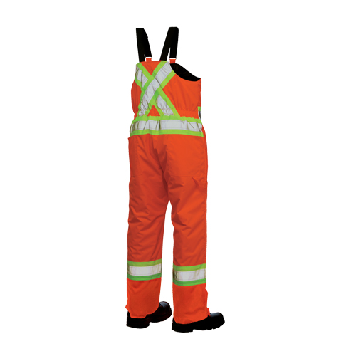 Salopettes de s&eacute;curit&eacute; doubl&eacute;e, Polyester/Polyur&eacute;thane, Grand, Orange haute visibilit&eacute; Cintas