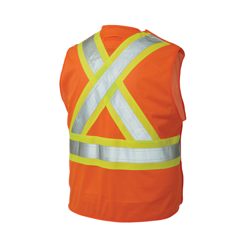 Veste de s&eacute;curit&eacute; d&eacute;tachable en cinq points, Orange haute visibilit&eacute;, Grand/T-Grand, Polyester Cintas