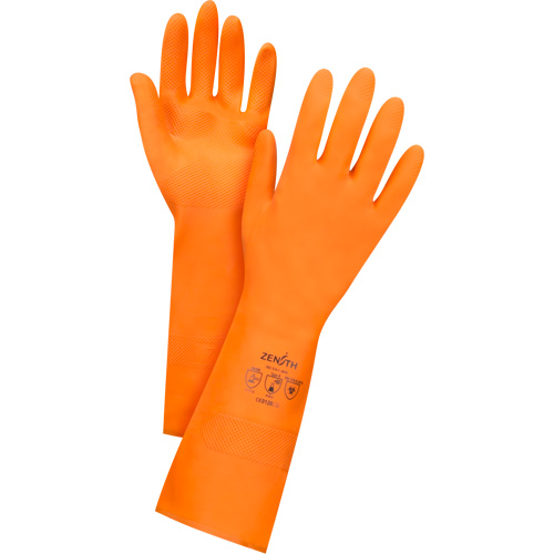 Gants orange r&eacute;sistants aux produits chimiques, Taille 10, 13" lo, Latex, Doublure en Ouat&eacute;e, 28 mils Cintas