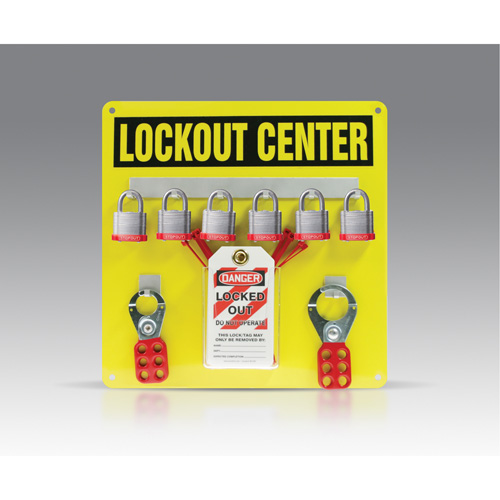 Trousse de plaquette de suspension, Cadenas Acier lamin&eacute;, Capacit&eacute; de 6, Cadenas Compris Cintas