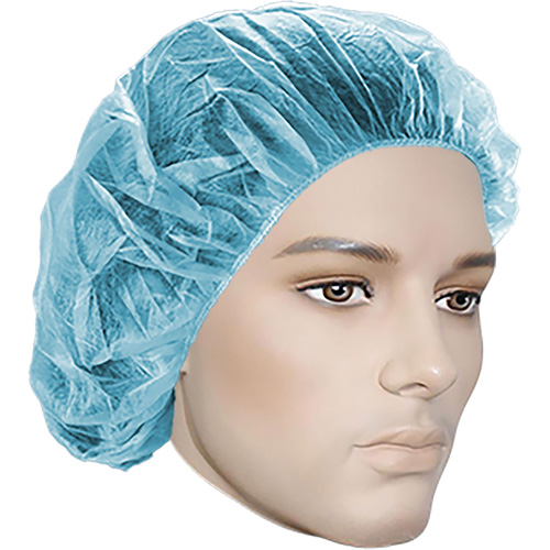 Bonnets bouffants, Polypropyl&egrave;ne, 18", Bleu Cintas