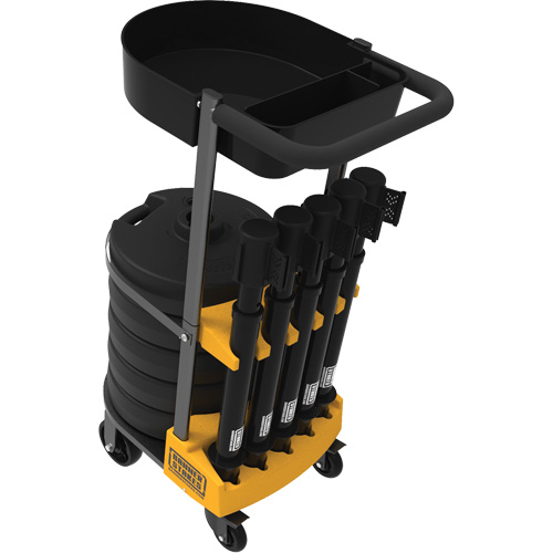 PLUS Barrier Post Cart Kit with Tray, 75' L, Metal, Black Cintas