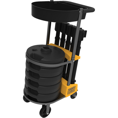 PLUS Barrier Post Cart Kit with Tray, 75' L, Metal, Black Cintas