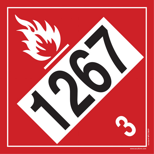 Plaque-&eacute;tiquette TMD 1267 pour liquide inflammable p&eacute;trole brut, Plastique Cintas