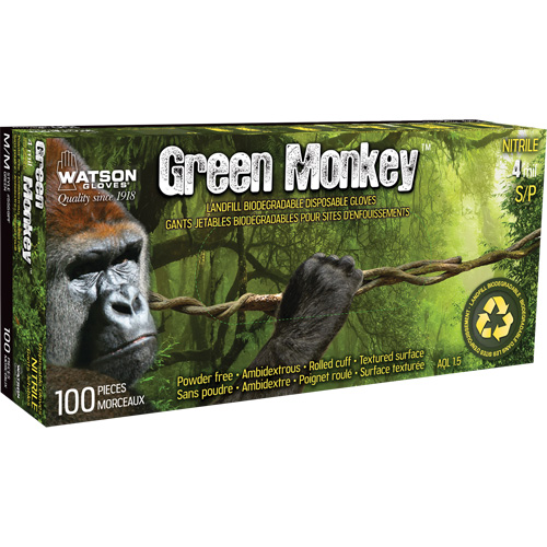 Gants 5559PF Green Monkey, Petit, Nitrile, 4 mils, Sans poudre, Vert Cintas