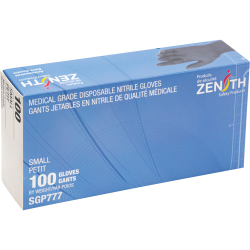 Puncture-Resistant Medical-Grade Disposable Gloves, Small, Nitrile, 5-mil, Powder-Free, Black, Class 2 Cintas
