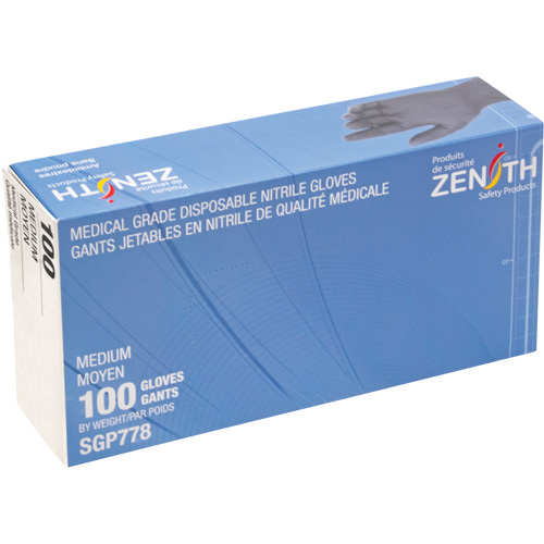 Gants jetables de calibre m&eacute;dical r&eacute;sistants &agrave; la perforation, Moyen, Nitrile, 5 mils, Sans poudre, Noir, Classe 2 Cintas