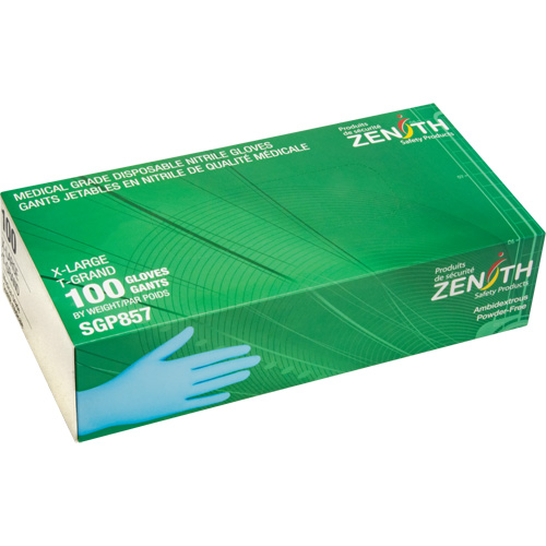 Puncture-Resistant Medical-Grade Disposable Gloves, X-Large, Nitrile, 3.5-mil, Powder-Free, Blue, Class 2 Cintas