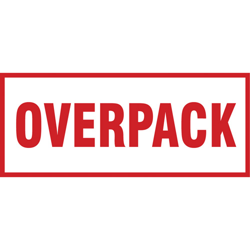"Overpack" Handling Labels, 6" L x 2-1/2" W, Red on White Cintas