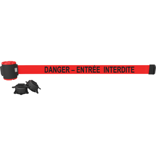 Wall Mount Barrier, Plastic, Magnetic Mount, 30', Red Tape Cintas