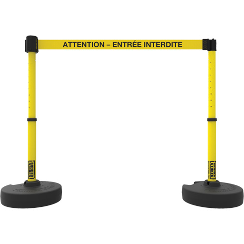 Ensemble de montants pour barri&egrave;re Plus, Plastique, 42" h, Ruban Jaune, Longueur du ruban 15' Cintas