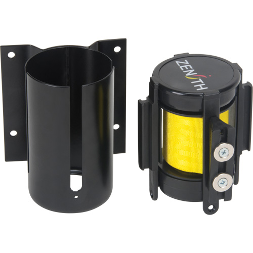 Wall Mount Barrier with Magnetic Tape, Steel, Screw Mount, 7', Yellow Tape Cintas