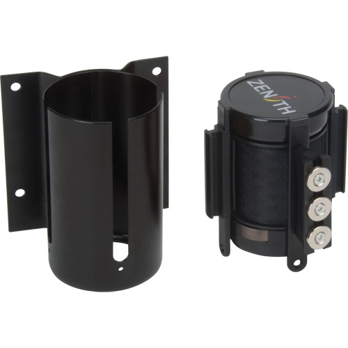 Wall Mount Barrier with Magnetic Tape, Steel, Screw Mount, 12', Black Tape Cintas