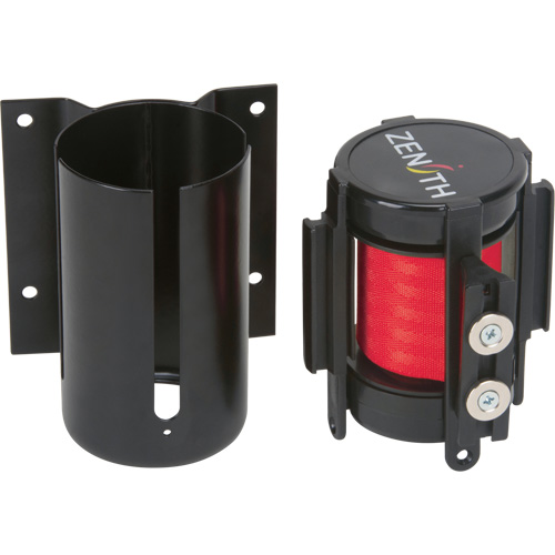 Wall Mount Barrier with Magnetic Tape, Steel, Screw Mount, 7', Red Tape Cintas