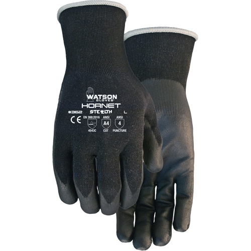 Gants r&eacute;sistants aux coupures Stealth Hornet, Taille Petit, Calibre 18, Rev&ecirc;tement Mousse de nitrile, Enveloppe en Fibre de verre/PEHP/Nylon/Spandex, ASTM ANSI niveau A4/EN 388 niveau 5 Cintas