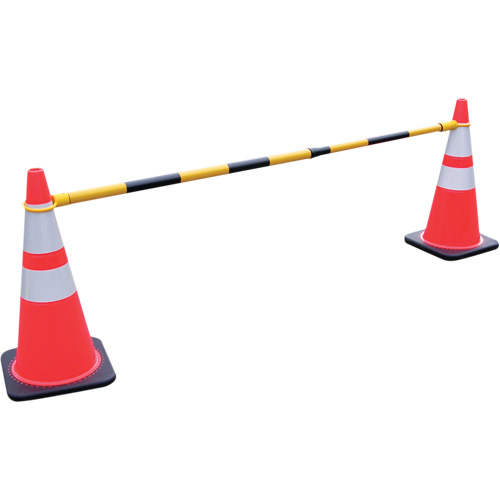 Retractable Cone Bar, 7'2" Extended Length, Black/Yellow Cintas