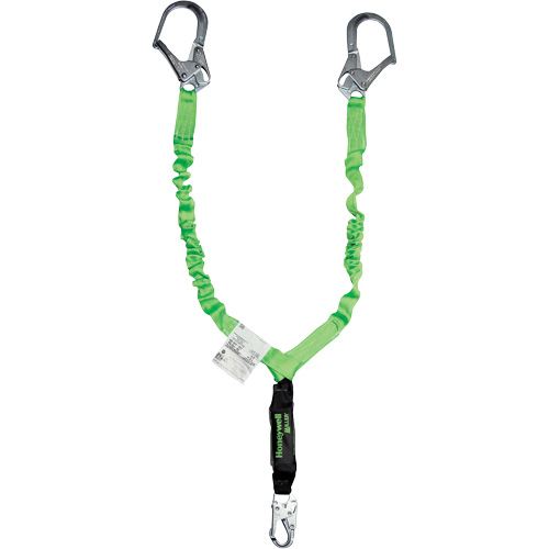 Miller&reg; StretchStop&reg; Shock-Absorbing Lanyard, 6', Scaffold Hook Center, Locking Snap Hook Leg Ends, Polyester Cintas