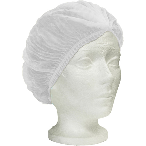 Ronco Care Pleated Bouffant Cap, Polypropylene, 24", White Cintas