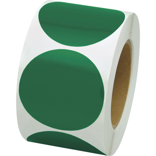 Pastilles de marquage color&eacute;es, Cercle, 3" lo x 3" la, Vert, Vinyle Cintas