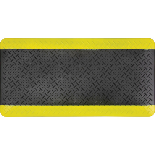 Anti-Fatigue Matting, Diamond, 1-2/3' x 3-1/4' x 3/4", Black/Yellow, Polyurethane Cintas