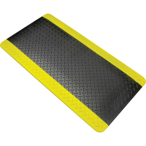 Anti-Fatigue Matting, Diamond, 1-2/3' x 3-1/4' x 3/4", Black/Yellow, Polyurethane Cintas