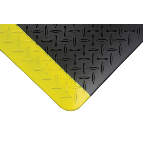 Anti-Fatigue Matting, Diamond, 1-2/3' x 3-1/4' x 3/4", Black/Yellow, Polyurethane Cintas
