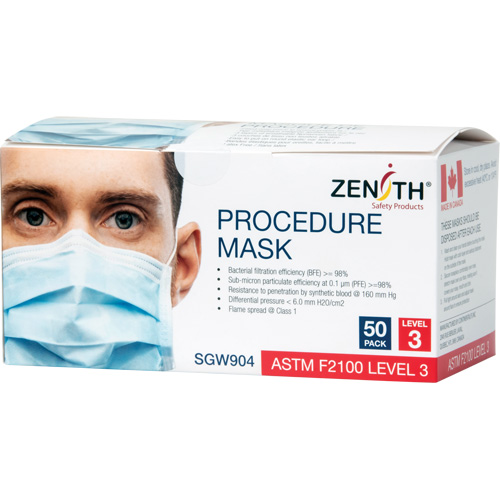 Disposable Procedure Face Masks, ASTM F2100 Level 3, Class 1 Cintas