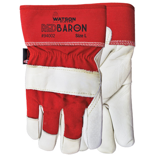 Red Baron Fitter's Gloves, Large, Grain Cowhide Palm, Sherpa Inner Lining Cintas