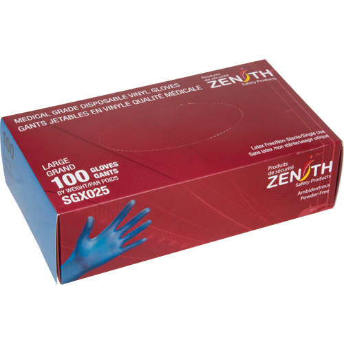 Medical-Grade Disposable Gloves, Small, Vinyl, 4.5-mil, Powder-Free, Blue, Class 2 Cintas