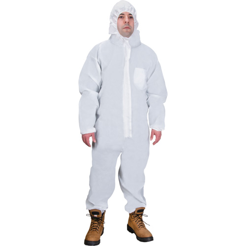 Hooded Coveralls, Medium, White, SMS Cintas
