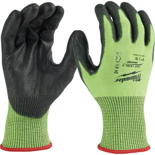 Gants &agrave; haute visibilit&eacute; enduits par trempage, Taille Grand, Calibre 15, Rev&ecirc;tement Polyur&eacute;thane, Enveloppe en Poly&eacute;thyl&egrave;ne, ASTM ANSI niveau A5 Cintas