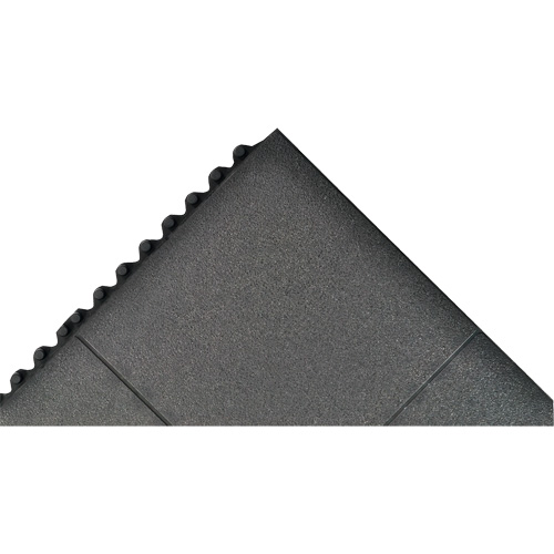 Cushion-Ease&reg; Interlocking Anti-Fatigue Mat, Pebbled, 3' x 3' x 3/4", Black, Natural Rubber Cintas