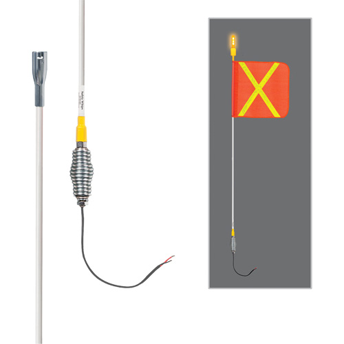 Safety Whip&reg; All-Weather Super-Duty Warning Whips with Constant LED Light, Spring Mount, 3' High, Orange with Reflective Cintas