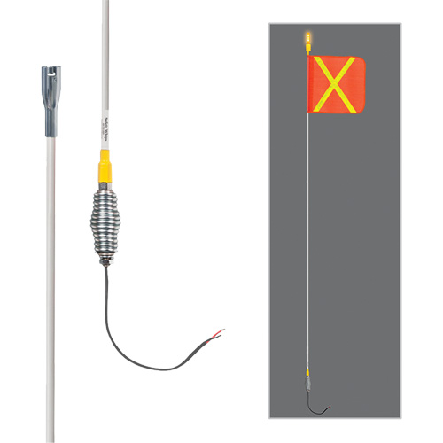 Safety Whip&reg; All-Weather Super-Duty Warning Whips with Constant LED Light, Spring Mount, 10' High, Orange with Reflective Cintas