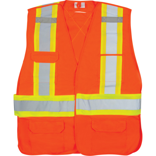 Veste d'arpenteur haute visibilit&eacute; conforme &agrave; la CSA, Orange haute visibilit&eacute;, Moyen, Polyester Cintas