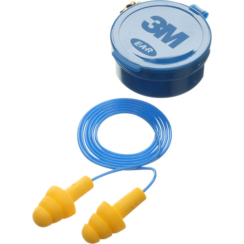 Bouchons d'oreilles pr&eacute;moul&eacute;s E-A-R Ultrafit, Avec cordon, Paire - Boîtier en plastique, 25 dB NRR, Taille unique Cintas