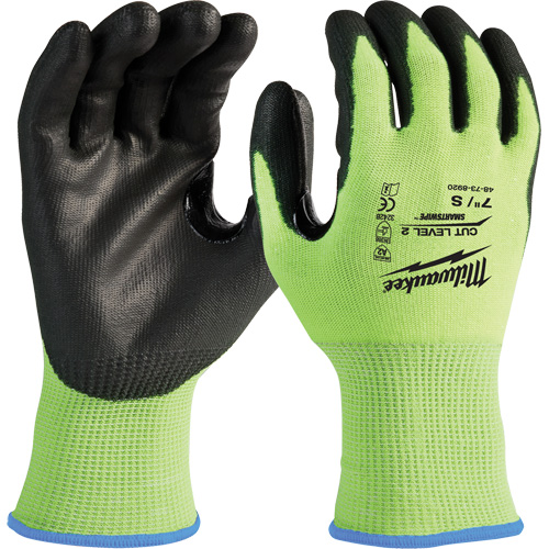 High-Visibility Cut-Resistant Gloves, Size Small, 15 Gauge, Nitrile/Polyurethane Coated, Polyethylene Shell, ANSI/ISEA 105 Level 2 Cintas