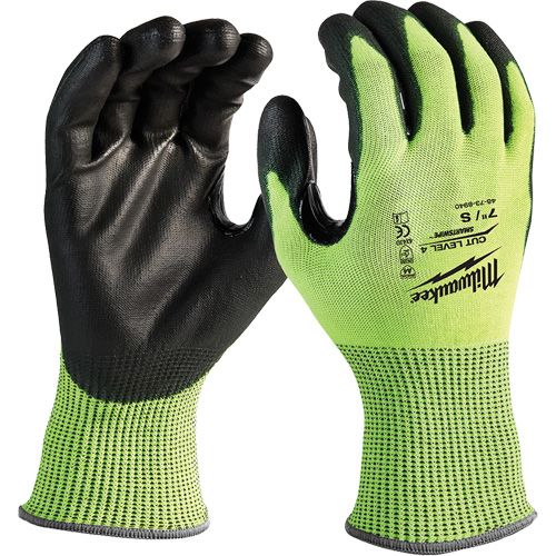 High-Visibility Cut-Resistant Gloves, Size Small, 13 Gauge, Nitrile/Polyurethane Coated, Polyethylene Shell, ANSI/ISEA 105 Level 4 Cintas