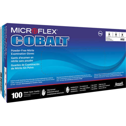 Microflex&reg; Cobalt&reg; N19 Multi-Purpose Exam Gloves, X-Small, Nitrile, 3.9-mil, Powder-Free, Blue, Class 2 Cintas