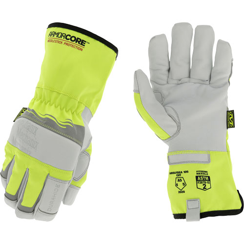 Hi-Viz Needlestick Protection Gloves, Size Small, Polyurethane Coated, DuraHide Shell, ASTM ANSI Level A5 Cintas
