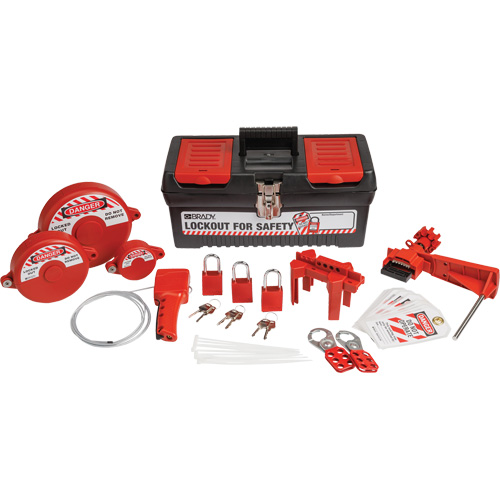 Lockout Tagout Kit with Aluminum Safety Padlocks in Toolbox, Valve Kit, 32 Components Cintas