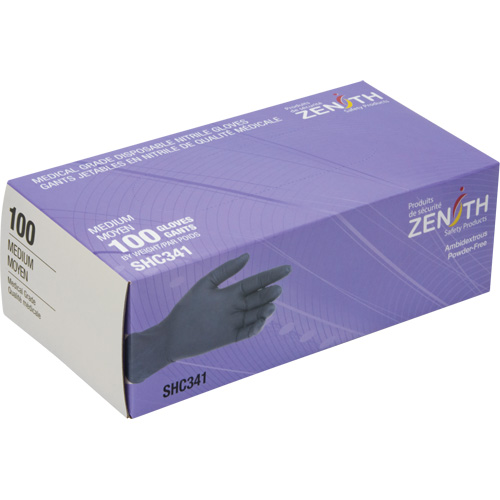 Medical Grade Disposable Gloves, Medium, Nitrile, 6-mil, Powder-Free, Black, Class 2 Cintas