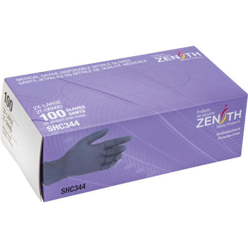 Gants jetables de calibre m&eacute;dical, 2T-Grand, Nitrile, 6 mils, Sans poudre, Noir, Classe 2 Cintas