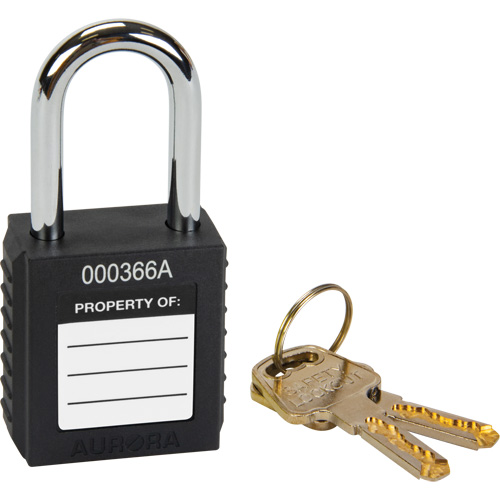 Verrouillage pour les consignations, Cadenas de s&eacute;curit&eacute;, Cl&eacute;s diff&eacute;rentes, Thermoplastique, Largeur de 1-1/2" Cintas