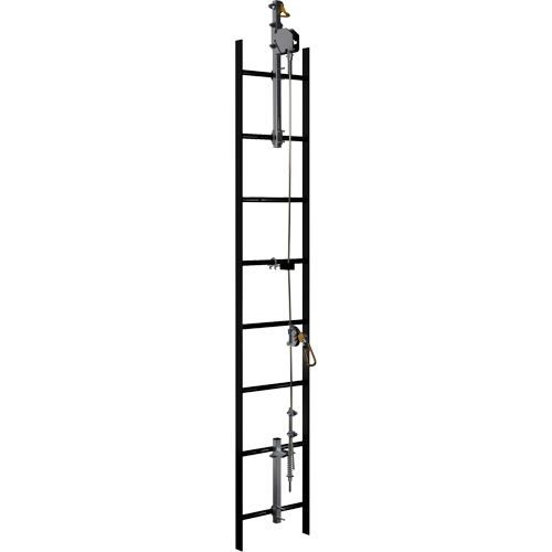 Syst&egrave;me de s&eacute;curit&eacute; verticale &agrave; c&acirc;ble Lad-Saf, Acier inoxydable Cintas