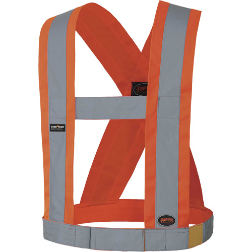 5490 Bretelles de s&eacute;curit&eacute; r&eacute;glable de 4" de large, R&eacute;pond ou surpasse la norme CSA Z96 classe 2 - niveau 2, Orange haute visibilit&eacute;, Couleur r&eacute;fl&eacute;chissante Argent, Taille unique Cintas