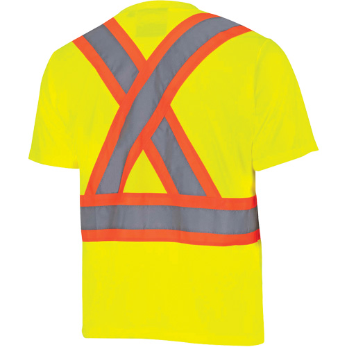 6991 Bird's-Eye Safety Shirt, Polyester, 3X-Large, High Visibility Lime-Yellow Cintas