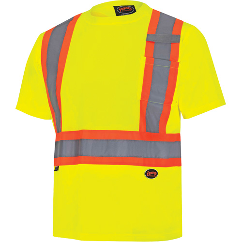 6991 Bird's-Eye Safety Shirt, Polyester, 3X-Large, High Visibility Lime-Yellow Cintas